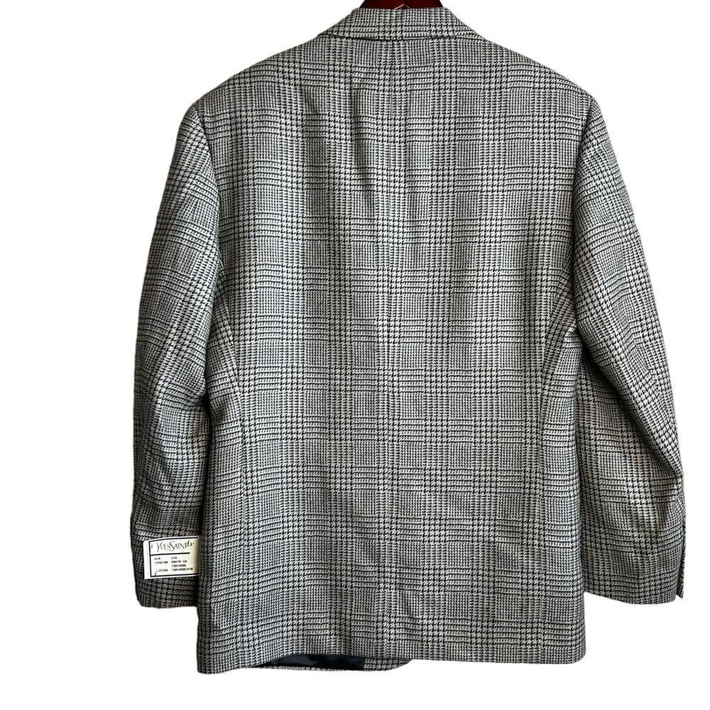 Vintage Yves Saint Laurent YSL Mens 40R Blazer Black Gray Sport Coat 2 Button - Picture 3 of 11